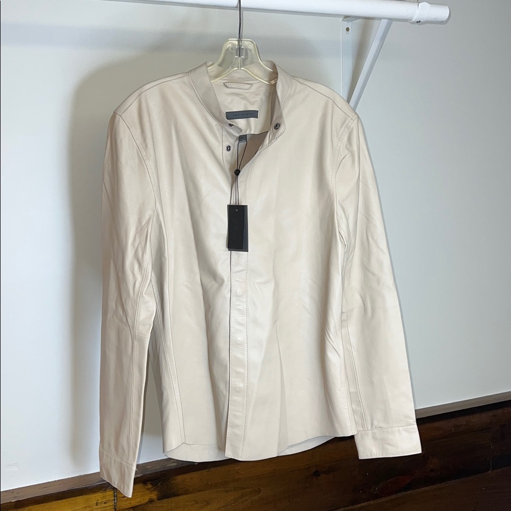 NWT John Varvatos Bernard Shirt Jacket 100% Sheepskin Leather- EU 46